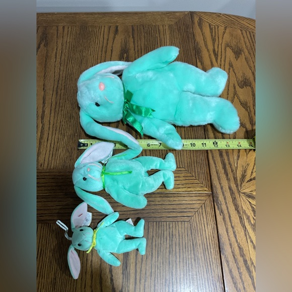 Ty Mint Green Bunny Hippity beanie, basket beanie ornament and buddy - Picture 14 of 16